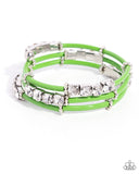 Certainly Coiled - Green Bracelet - Paparazzi Accessories Bracelet Bedazzle Me Pretty Mobile Fashion Boutique