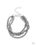 Chain Cabaret - Silver Mens Bracelet - Paparazzi Accessories Mens Bracelet Bedazzle Me Pretty Mobile Fashion Boutique