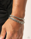 Chain Cabaret - Silver Mens Bracelet - Paparazzi Accessories Mens Bracelet Bedazzle Me Pretty Mobile Fashion Boutique