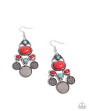 Chandelier Candor - Red Earrings - Paparazzi Accessories Earrings Bedazzle Me Pretty Mobile Fashion Boutique