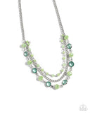 Charismatic Cascade - Green Necklace - Paparazzi Accessories Necklace Bedazzle Me Pretty Mobile Fashion Boutique