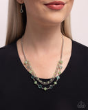 Charismatic Cascade - Green Necklace - Paparazzi Accessories Necklace Bedazzle Me Pretty Mobile Fashion Boutique