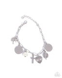 Charm Commitment - White Bracelet - Paparazzi Accessories Bracelet Bedazzle Me Pretty Mobile Fashion Boutique