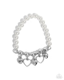 Charming Candidate - White Bracelet - Paparazzi Accessories Bracelet Bedazzle Me Pretty Mobile Fashion Boutique