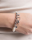 Charming Candidate - White Bracelet - Paparazzi Accessories Bracelet Bedazzle Me Pretty Mobile Fashion Boutique