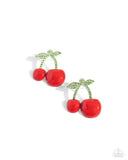 Charming Cherries - Red Post Earrings - Paparazzi Accessories Post Earrings Bedazzle Me Pretty Mobile Fashion Boutique