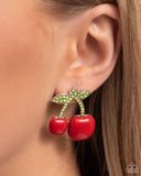 Charming Cherries - Red Post Earrings - Paparazzi Accessories Post Earrings Bedazzle Me Pretty Mobile Fashion Boutique