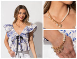Charming Competitor - Gold Complete Look  - Paparazzi Accessories Bedazzle Me Pretty Mobile Fashion Boutique