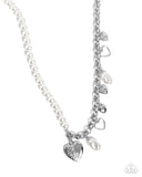 Charming Competitor - White Necklace - Paparazzi Accessories Necklace Bedazzle Me Pretty Mobile Fashion Boutique