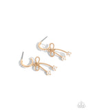Charming Coquette - Gold Earrings - Paparazzi Accessories Earrings Bedazzle Me Pretty Mobile Fashion Boutique