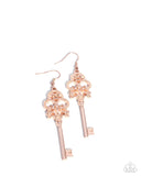 Chateau Chic - Rose Gold Earrings - Paparazzi Accessories Earrings Bedazzle Me Pretty Mobile Fashion Boutique