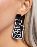 Cheer Captain - Black Post Earrings - Paparazzi Accessories Post Earrings Bedazzle Me Pretty Mobile Fashion Boutique