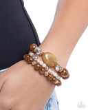 Cheerful Collection - Brown Bracelet - Paparazzi Accessories Bracelet Bedazzle Me Pretty Mobile Fashion Boutique