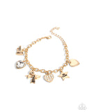 Cheerleading Camp - Gold Bracelet - Paparazzi Accessories Bracelet Bedazzle Me Pretty Mobile Fashion Boutique