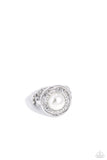 Chic Center - White Ring - Paparazzi Accessories Ring Bedazzle Me Pretty Mobile Fashion Boutique
