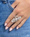 Chic Combination - White Ring - Paparazzi Accessories Ring Bedazzle Me Pretty Mobile Fashion Boutique