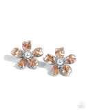 Chiseled Casino - Brown Post Earrings - Paparazzi Accessories Post Earrings Bedazzle Me Pretty Mobile Fashion Boutique