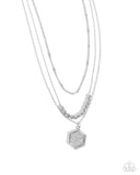 Clandestine Chains - Silver Necklace - Paparazzi Accessories Necklace Bedazzle Me Pretty Mobile Fashion Boutique