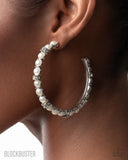 Classical Ballet - White Earrings - Paparazzi Accessories Earrings Bedazzle Me Pretty Mobile Fashion Boutique