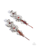 Classical Cadenza - Red Post Earrings - Paparazzi Accessories Post Earrings Bedazzle Me Pretty Mobile Fashion Boutique