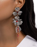 Classical Cadenza - Red Post Earrings - Paparazzi Accessories Post Earrings Bedazzle Me Pretty Mobile Fashion Boutique