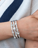 Classy Chance - White Bracelet - Paparazzi Accessories Bracelet Bedazzle Me Pretty Mobile Fashion Boutique