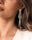 Classy Curves - Orange Post Earrings - Paparazzi Accessories Post Earrings Bedazzle Me Pretty Mobile Fashion Boutique