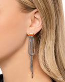 Classy Curves - Orange Post Earrings - Paparazzi Accessories Post Earrings Bedazzle Me Pretty Mobile Fashion Boutique