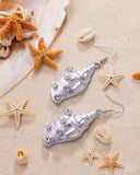 Coastal Conch - White Earrings - Paparazzi Accessories Earrings Bedazzle Me Pretty Mobile Fashion Boutique