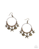Coastal Conversation - Brass Earrings - Paparazzi Accessories Earrings Bedazzle Me Pretty Mobile Fashion Boutique