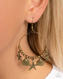 Coastal Conversation - Brass Earrings - Paparazzi Accessories Earrings Bedazzle Me Pretty Mobile Fashion Boutique