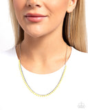 Colored Cadence - Yellow Necklace - Paparazzi Accessories Necklace Bedazzle Me Pretty Mobile Fashion Boutique