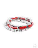 Colorful Cadenza - Red Bracelet - Paparazzi Accessories Bracelet Bedazzle Me Pretty Mobile Fashion Boutique