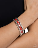 Colorful Cadenza - Red Bracelet - Paparazzi Accessories Bracelet Bedazzle Me Pretty Mobile Fashion Boutique