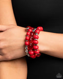 Colorful Charade - Red Bracelet - Paparazzi Accessories Bracelet Bedazzle Me Pretty Mobile Fashion Boutique