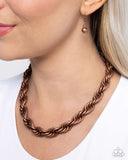 Complete Curves - Copper Necklace - Paparazzi Accessories Necklace Bedazzle Me Pretty Mobile Fashion Boutique