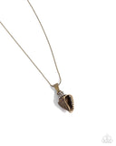 Conch Confidence - Brass Necklace - Paparazzi Accessories Necklace Bedazzle Me Pretty Mobile Fashion Boutique
