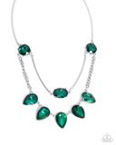 Confident Cascade - Green Necklace - Paparazzi Accessories Necklace Bedazzle Me Pretty Mobile Fashion Boutique