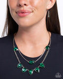 Confident Cascade - Green Necklace - Paparazzi Accessories Necklace Bedazzle Me Pretty Mobile Fashion Boutique