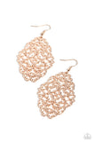Contemporary Courtyards - Rose Gold Earrings - Paparazzi Accessories Earrings Bedazzle Me Pretty Mobile Fashion Boutique