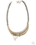 Coquette Cause - Brass Necklace - Paparazzi Accessories Necklace Bedazzle Me Pretty Mobile Fashion Boutique