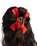 Coquette Class - Red Hair Clip - Paparazzi Accessories Hair Clip Bedazzle Me Pretty Mobile Fashion Boutique