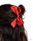 Coquette Class - Red Hair Clip - Paparazzi Accessories Hair Clip Bedazzle Me Pretty Mobile Fashion Boutique