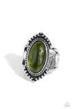 Coquettishly Casablanca - Green Ring - Paparazzi Accessories Ring Bedazzle Me Pretty Mobile Fashion Boutique