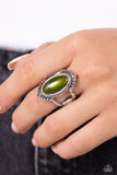 Coquettishly Casablanca - Green Ring - Paparazzi Accessories Ring Bedazzle Me Pretty Mobile Fashion Boutique