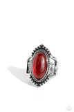 Coquettishly Casablanca - Red Ring - Paparazzi Accessories Ring Bedazzle Me Pretty Mobile Fashion Boutique