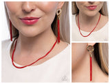 Corded Champion - Red Complete Look  - Paparazzi Accessories Bedazzle Me Pretty Mobile Fashion Boutique