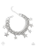 Cosmic Contemporary - White Bracelet - Paparazzi Accessories Bracelet Bedazzle Me Pretty Mobile Fashion Boutique