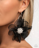 Cosmopolitan Chiffon - Black Earrings - Paparazzi Accessories Earrings Bedazzle Me Pretty Mobile Fashion Boutique