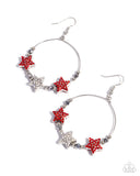 Country Countdown - Red Earrings - Paparazzi Accessories Earrings Bedazzle Me Pretty Mobile Fashion Boutique